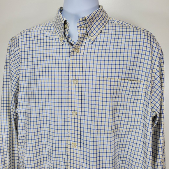hathaway Other - HATHAWAY Men's Size Large Non-Iron Yellow Blue Check Button Down *Read*‎